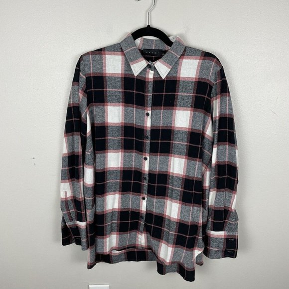 Hatch Tops - Hatch Collection Maternity Flannel Button Down Shirt Size 1 Red Grey Fall Cozy